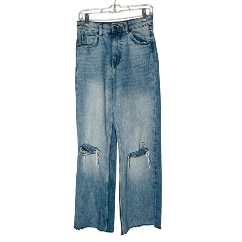 Zara Ripped Wide Straight Leg Blogger Jeans 4